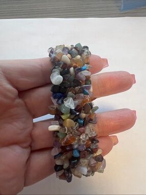 Mixed Gem Chip Stretch Bracelet — Multi-Color Semi-Precious Accent